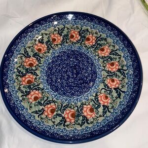 New unikat floral Polish Pottery Dinner Plate 10.5”